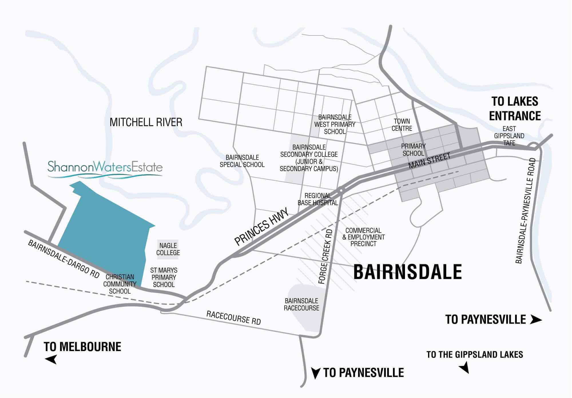 Shannon Waters Bairnsdale Location map